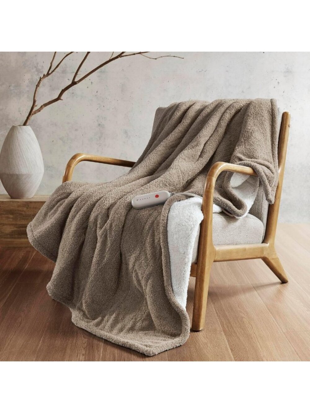 Cozy 50x60 Soft Heated Throw Blanket - Warm Brown, Perfect for Comfort